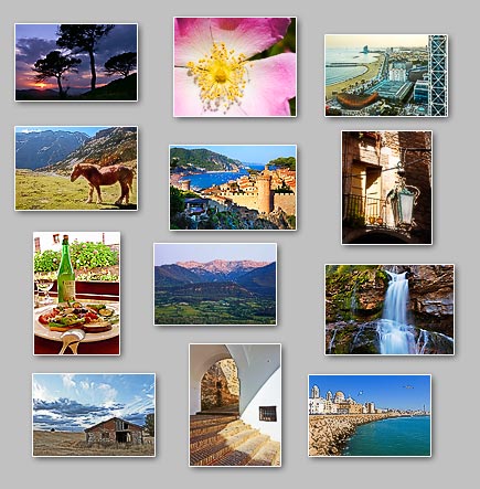thumbnails of the puzzles Puzzles: Barn of stone, Old lamp, Floser at Sun, Tossa de mar, Sikly waterfall, Mountain horse, Cadiz, Arches street, Cadi, Barceloneta, Sagardo, Three pines