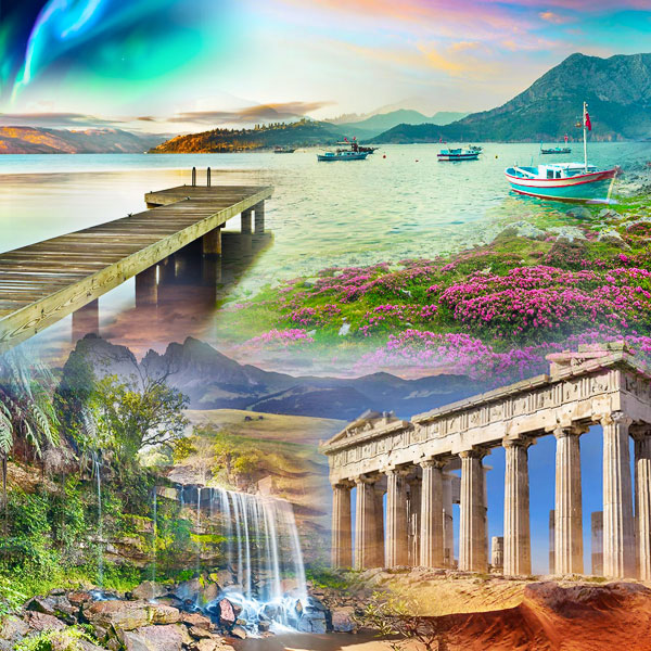 El collage contiene algunas imágenes del nuevo pack Lugares del Mundo 4
