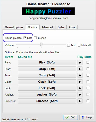 In the Sounds tab you can select the new set of Soft sounds.
