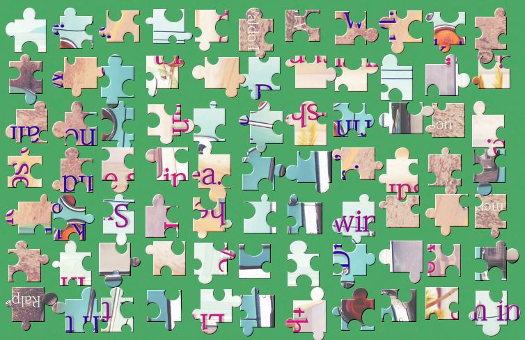A sample of the puzzle, it starts with all the pieces in Black & White