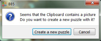 Print screen prompts for creating a jigsaw puzzle